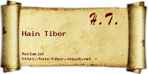 Hain Tibor névjegykártya